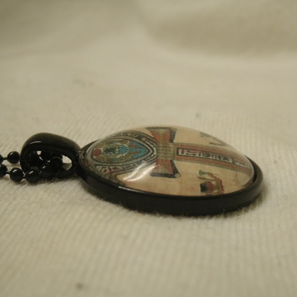Egyptian Ankh Glass Cabochon Pendant Necklace - Picture 6 of 8